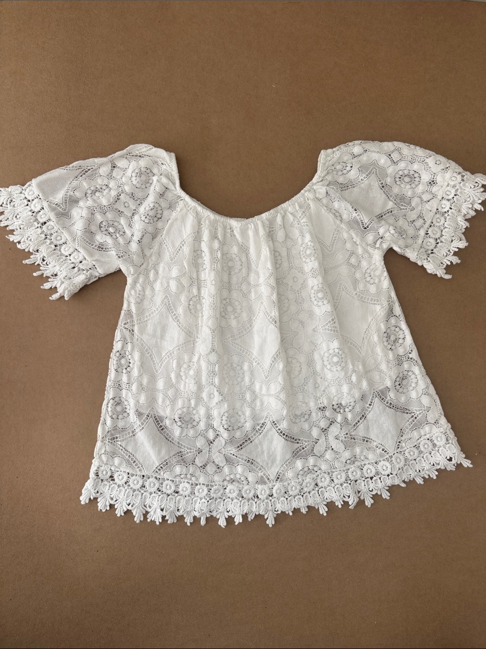 Youth Girls Size M Eyelet Top white Unbranded